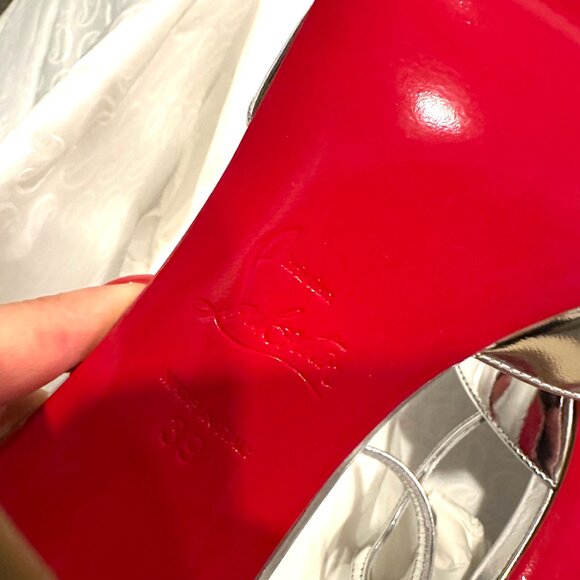 Christian Louboutin JANE PUMP 85 Metallic Leather Ankle Strap Heels Shoes - Picture 15 of 16